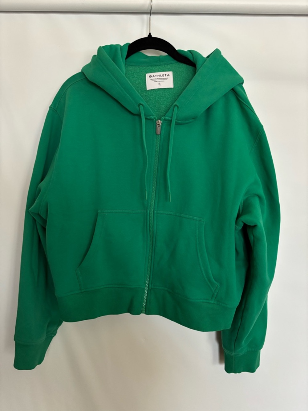 Athleta Forever Fleece Ultra Crop Full Zip Hoodie Green Size XL